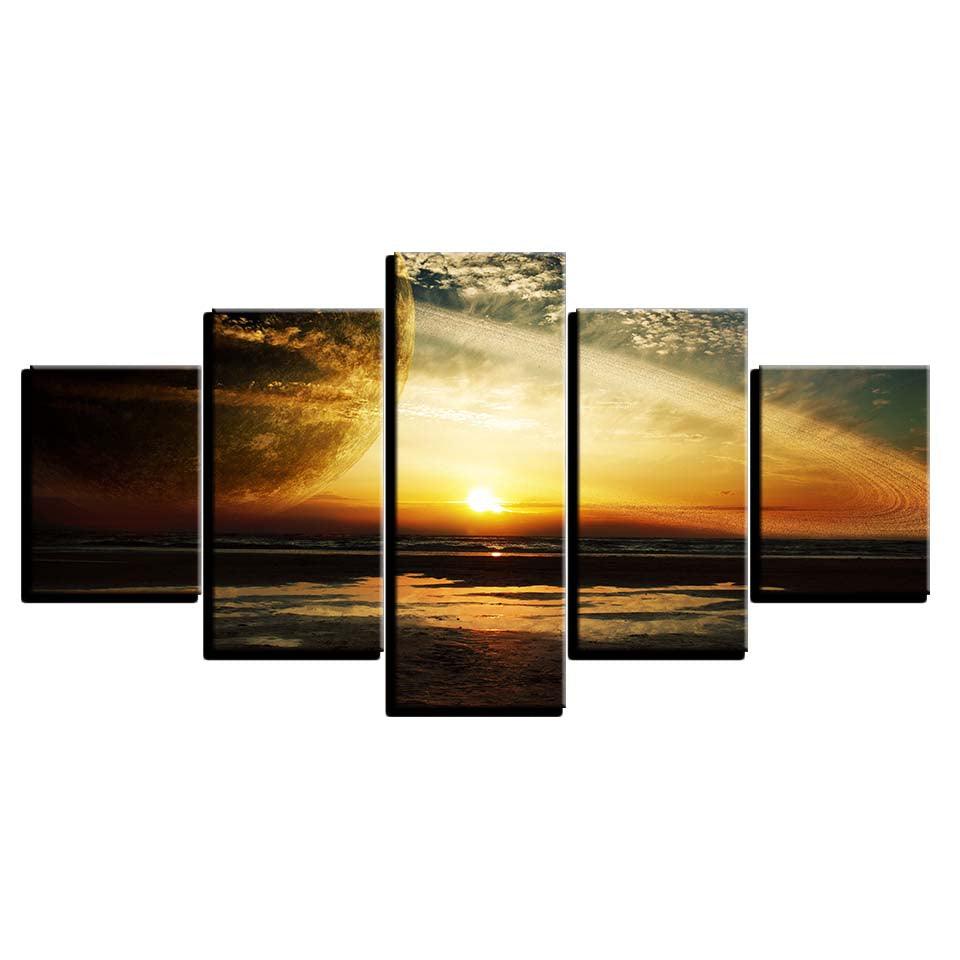 Sun Goes Down Scenery 5 Piece HD Multi Panel Canvas Wall Art Frame - Original Frame