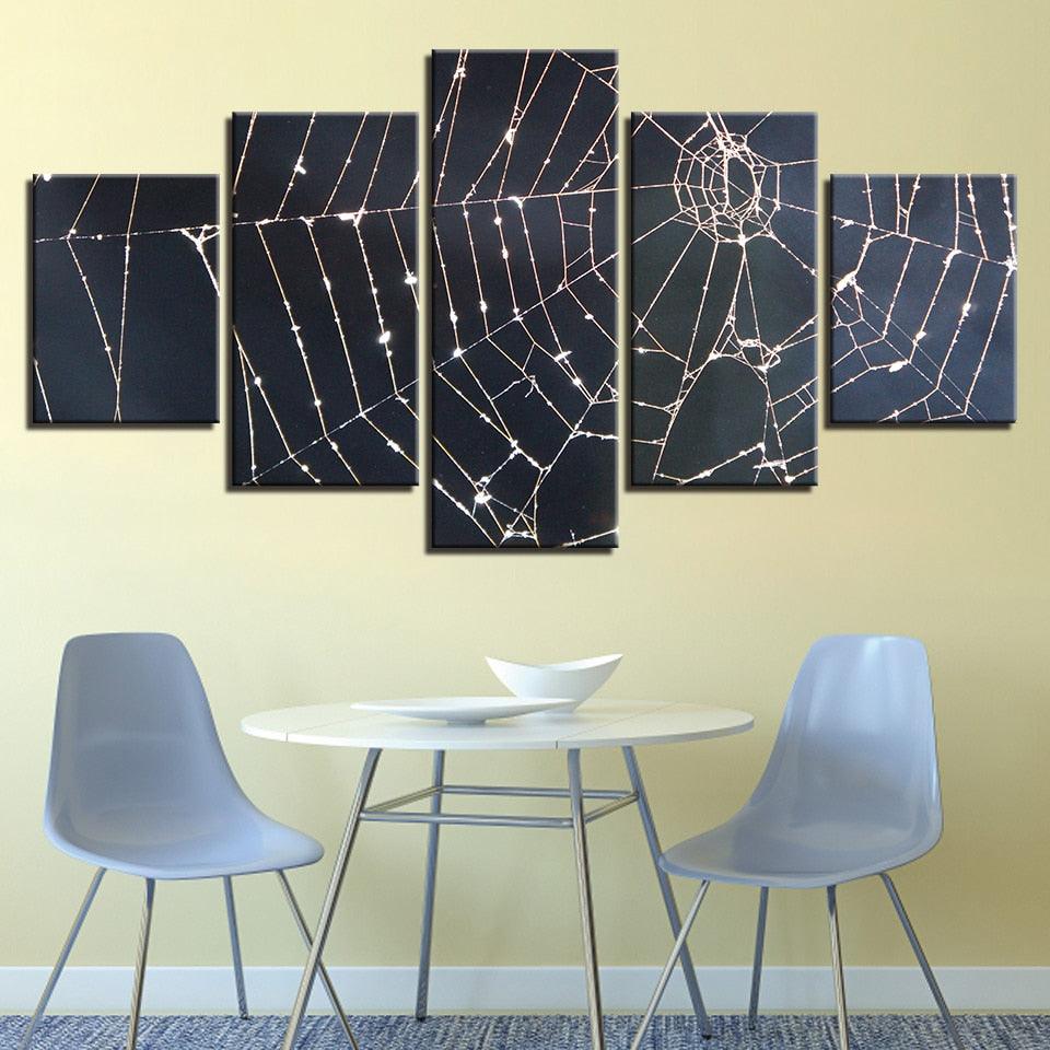 Spider Web 5 Piece HD Multi Panel Canvas Wall Art Frame - Original Frame