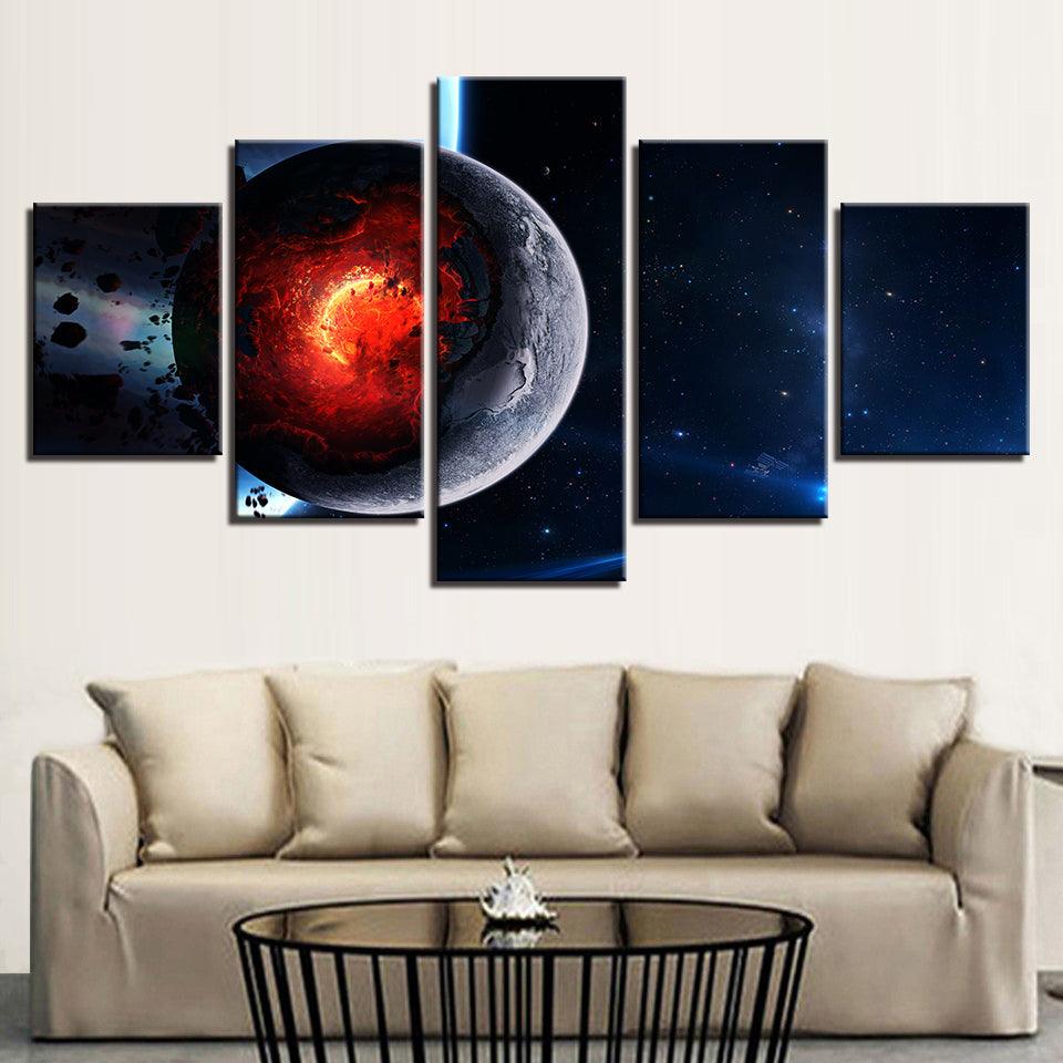 Cosmos Space 5 Piece HD Multi Panel Canvas Wall Art Frame - Original Frame