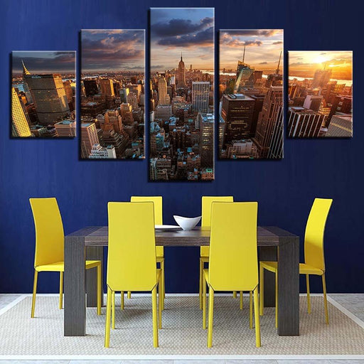 New York In The Afternoon 5 Piece HD Multi Panel Canvas Wall Art Frame - Original Frame