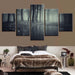 Misty Dark Forest 5 Piece HD Multi Panel Canvas Wall Art Frame - Original Frame