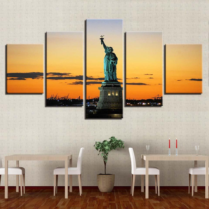 Statue of Liberty 5 Piece HD Multi Panel Canvas Wall Art Frame