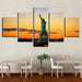 Statue of Liberty 5 Piece HD Multi Panel Landscape Canvas Wall Art Frame - Original Frame