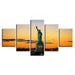 Statue of Liberty 5 Piece HD Multi Panel Landscape Canvas Wall Art Frame - Original Frame