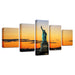 Statue of Liberty 5 Piece HD Multi Panel Landscape Canvas Wall Art Frame - Original Frame