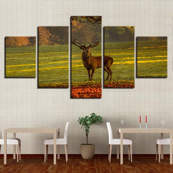 Beautiful Male Deer 5 Piece HD Multi Panel Canvas Wall Art Frame