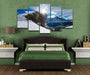 Snow Mountains 5 Piece HD Multi Panel Canvas Wall Art Frame - Original Frame