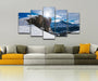 Snow Mountains 5 Piece HD Multi Panel Canvas Wall Art Frame - Original Frame