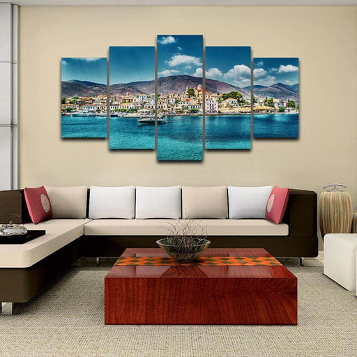 Island Hopping Cruise 5 Piece HD Multi Panel Canvas Wall Art Frame - Original Frame