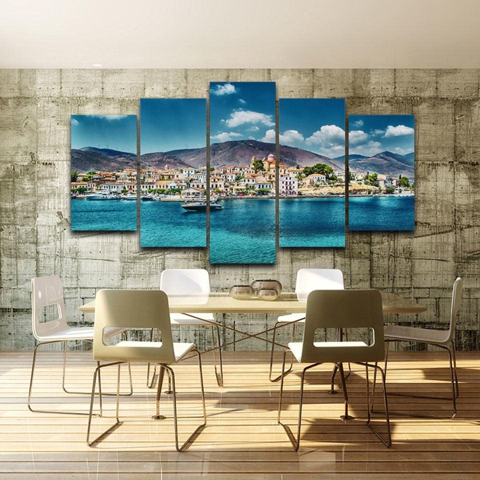 Island Hopping Cruise 5 Piece HD Multi Panel Canvas Wall Art Frame - Original Frame