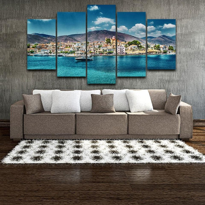 Island Hopping Cruise 5 Piece HD Multi Panel Canvas Wall Art Frame - Original Frame