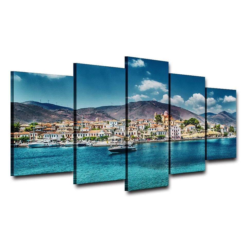 Island Hopping Cruise 5 Piece HD Multi Panel Canvas Wall Art Frame - Original Frame