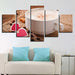 Coffee 5 Piece HD Multi Panel Canvas Wall Art Frame - Original Frame