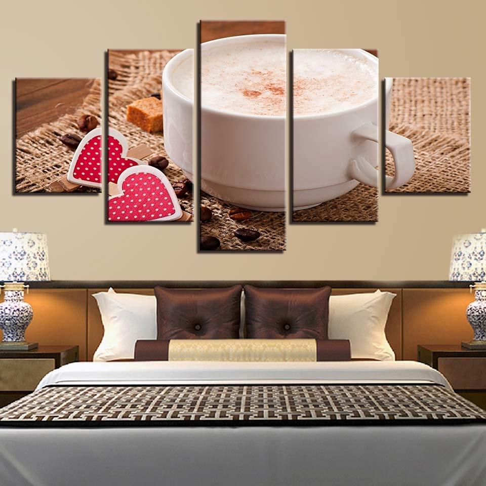 Coffee 5 Piece HD Multi Panel Canvas Wall Art Frame - Original Frame