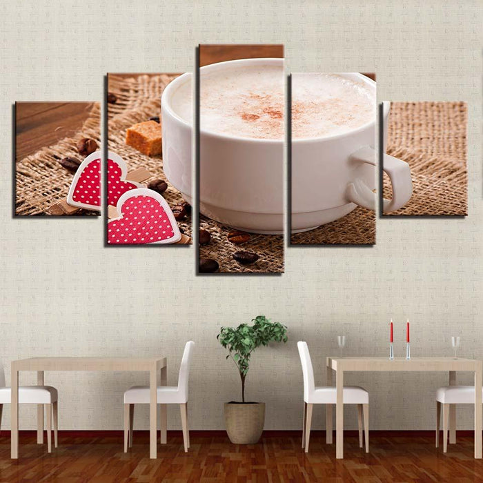 Coffee 5 Piece HD Multi Panel Canvas Wall Art Frame - Original Frame