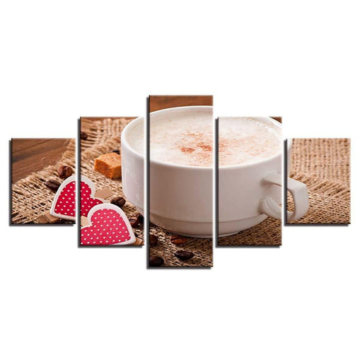 Coffee 5 Piece HD Multi Panel Canvas Wall Art Frame - Original Frame