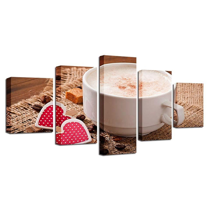 Coffee 5 Piece HD Multi Panel Canvas Wall Art Frame - Original Frame