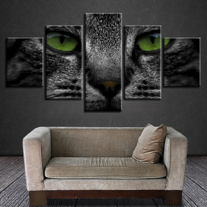 Animal Cat Eyes 5 Piece HD Multi Panel Canvas Wall Art Frame - Original Frame