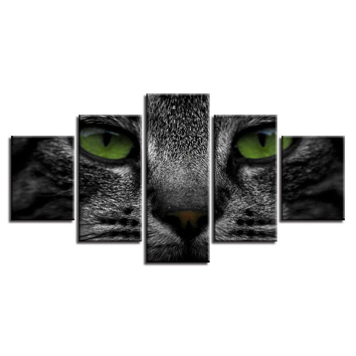 Animal Cat Eyes 5 Piece HD Multi Panel Canvas Wall Art Frame - Original Frame