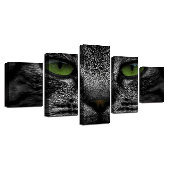 Animal Cat Eyes 5 Piece HD Multi Panel Canvas Wall Art Frame - Original Frame