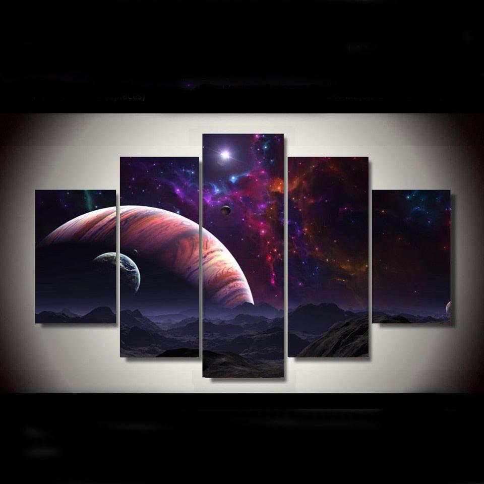 Planet Earth 5 Piece HD Multi Panel Canvas Wall Art Frame - Original Frame