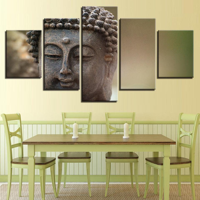 Buddha Face 5 Piece HD Multi Panel Canvas Wall Art Frame - Original Frame