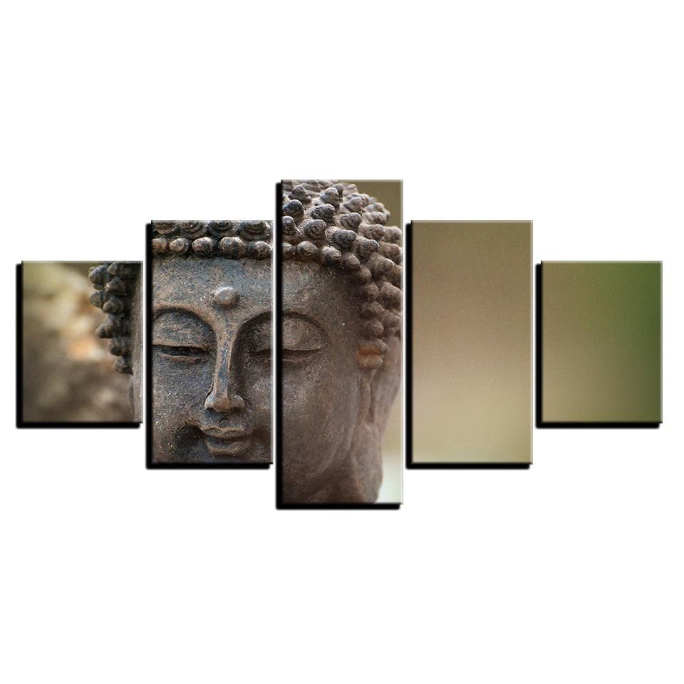 Smiling Buddha 5 Piece HD Multi Panel Canvas Wall Art Frame - Original Frame