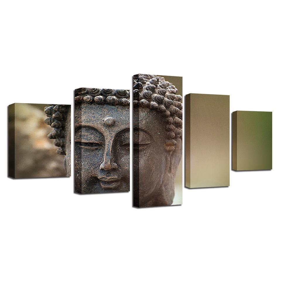 Smiling Buddha 5 Piece HD Multi Panel Canvas Wall Art Frame - Original Frame