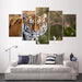 Animal Tiger 5 Piece HD Multi Panel Canvas Wall Art Frame - Original Frame