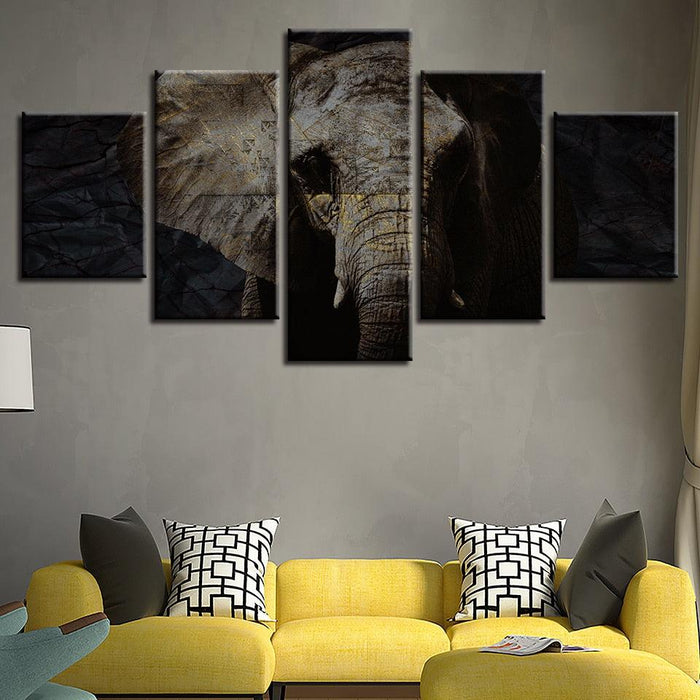 Elephant Portrait 5 Piece HD Multi Panel Canvas Wall Art Frame