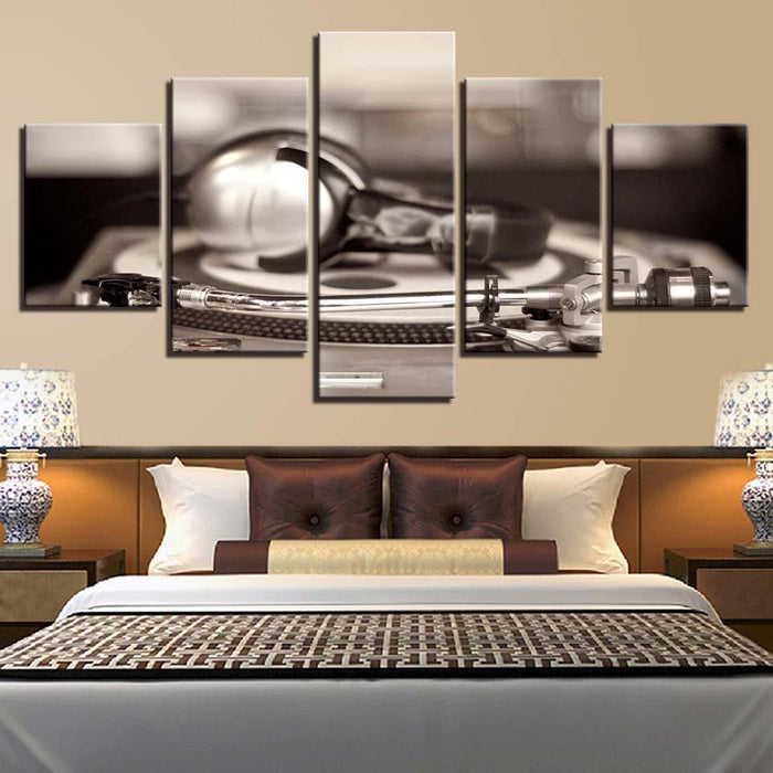 Music Record 5 Piece HD Multi Panel Canvas Wall Artwork Frame - Original Frame