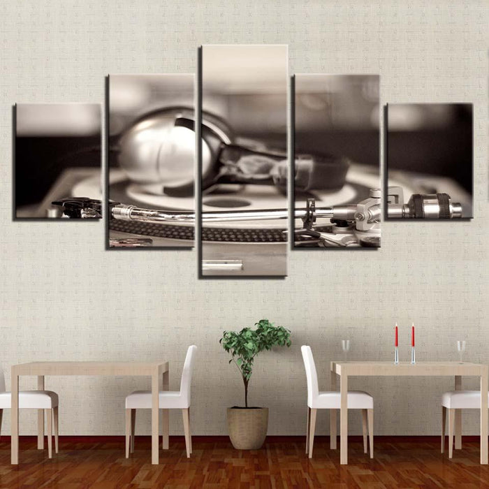 Music Record 5 Piece HD Multi Panel Canvas Wall Artwork Frame - Original Frame