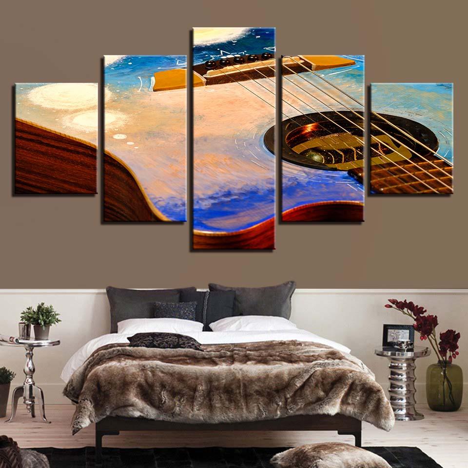 Guitar Painting 5 Piece HD Multi Panel Canvas Wall Art - Original Frame