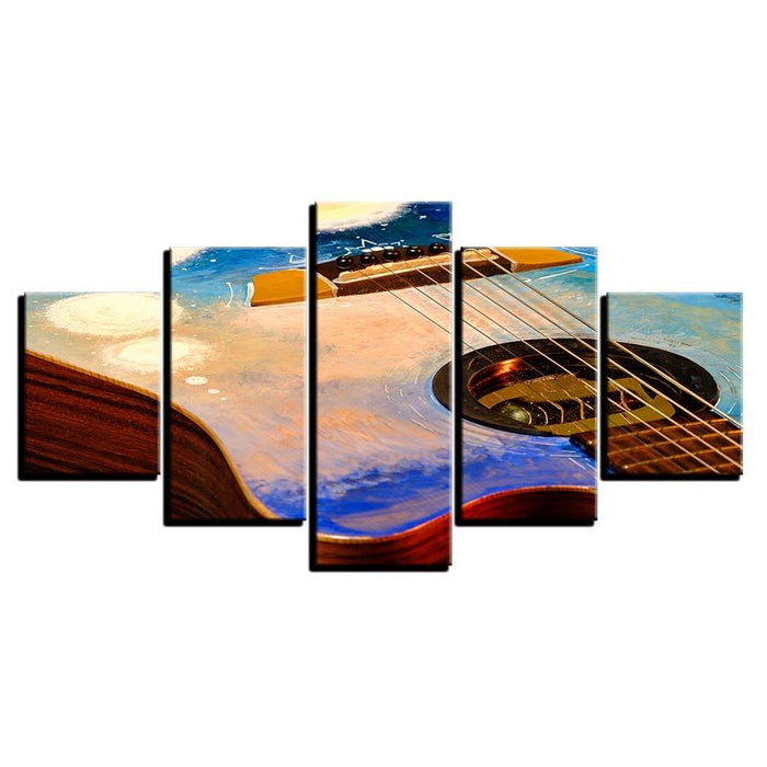 Guitar Painting 5 Piece HD Multi Panel Canvas Wall Art - Original Frame