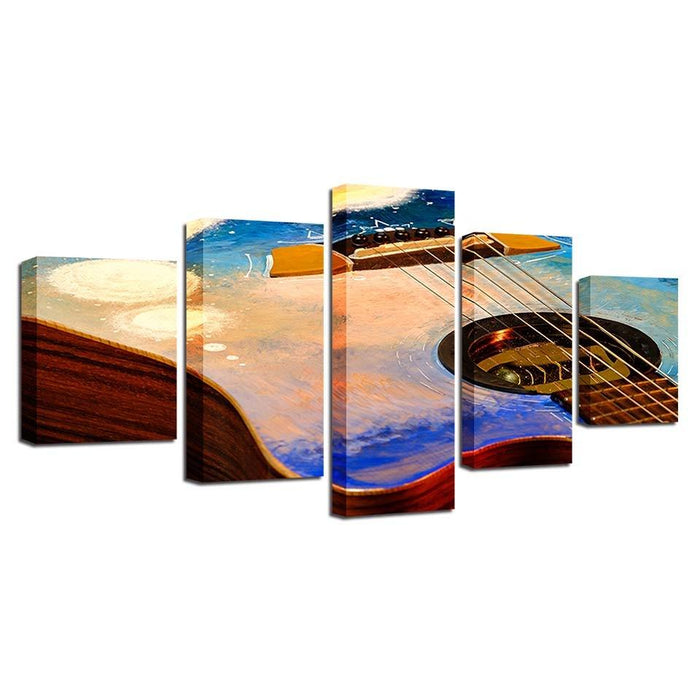 Guitar Painting 5 Piece HD Multi Panel Canvas Wall Art - Original Frame