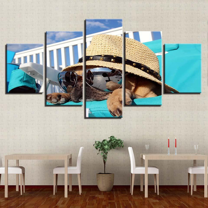 Animal Dog Wear 5 Piece HD Multi Panel Canvas Wall Art Frame