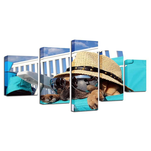 Animal Dog Wear 5 Piece HD Multi Panel Canvas Wall Art Frame - Original Frame