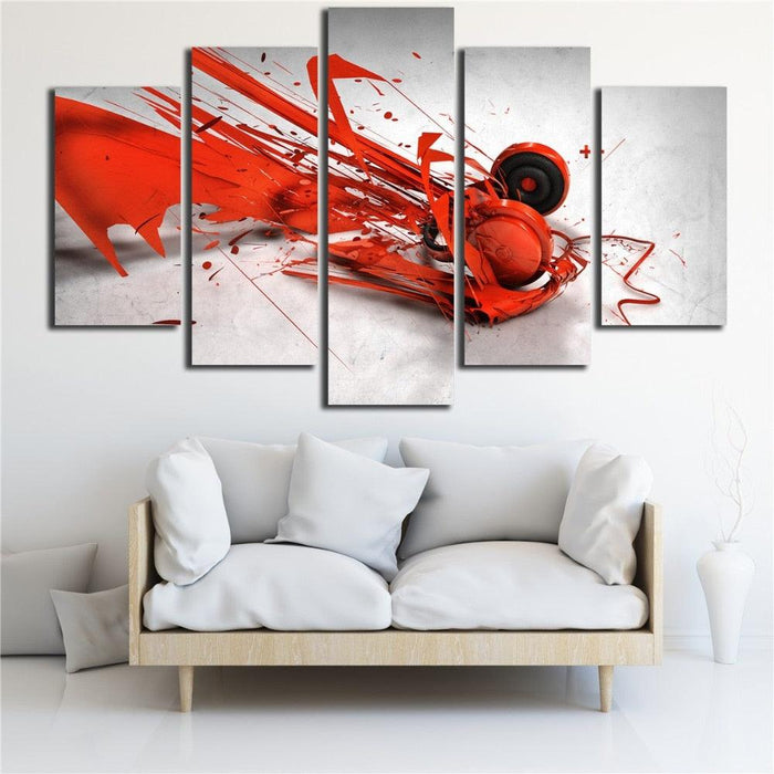 Red Paint 5 Piece HD Multi Panel Canvas Wall Art Frame