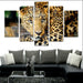 Animal Leopard 5 Piece HD Multi Panel Canvas Wall Art Frame - Original Frame