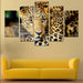 Animal Leopard 5 Piece HD Multi Panel Canvas Wall Art Frame - Original Frame