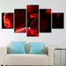 Red Tulips Flowers 5 Piece HD Multi Panel Canvas Wall Art Frame - Original Frame