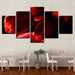 Red Tulips Flowers 5 Piece HD Multi Panel Canvas Wall Art Frame - Original Frame