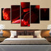 Red Tulips Flowers 5 Piece HD Multi Panel Canvas Wall Art Frame - Original Frame