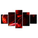 Red Tulips Flowers 5 Piece HD Multi Panel Canvas Wall Art Frame - Original Frame