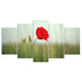 Red Poppy Flowers 5 Piece HD Multi Panel Canvas Wall Art Frame - Original Frame