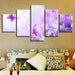 Purple Lilies And Butterflies 5 Piece HD Multi Panel Canvas Wall Art - Original Frame