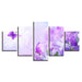 Purple Lilies And Butterflies 5 Piece HD Multi Panel Canvas Wall Art - Original Frame