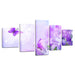 Purple Lilies And Butterflies 5 Piece HD Multi Panel Canvas Wall Art - Original Frame