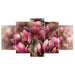 Pink Magnolia Flowers 5 Piece HD Multi Panel Canvas Wall Art Frame - Original Frame