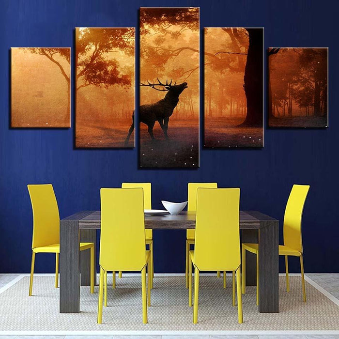 Animal Elk Deer 5 Piece HD Multi Panel Canvas Wall Art Frame - Original Frame